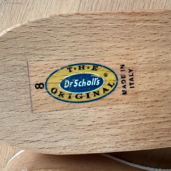 Dr. Scholls Original Exercise Sandals White Leather Wood Vtg Made in Italy EUC - Picture 5 of 6